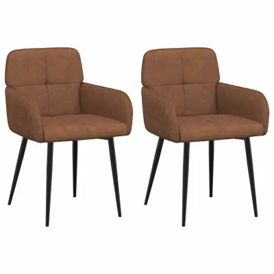 vidaXL Jedilni stoli 2 pcs Umetno nubuk usnje Rjava 59 x 56,5 x 85 cm