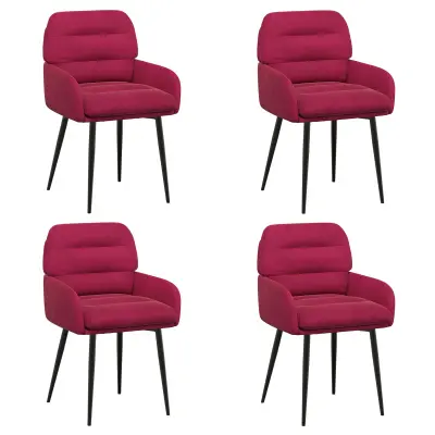vidaXL Jedilni stoli 4 pcs Žamet Vinorodna rdeča 59 x 59,5 x 90 cm