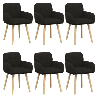 vidaXL Jedilni stoli 6 pcs Bouclé Črna 59 x 57 x 85 cm