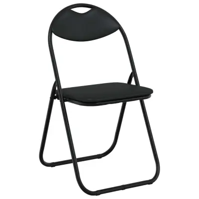 vidaXL Zložljiva stolica 8 pcs Črna 48 x 43,5 x 81 cm Umjetno usnje