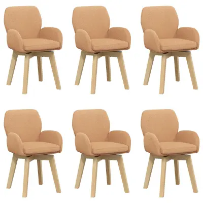vidaXL Vrtilne jedilne stole 6 pcs Bouclé Bež 54 x 58 x 87 cm