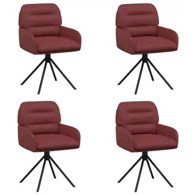 vidaXL Vrtilne jedilne stole 4 pcs Umetno usnje Vinorodna rdeča