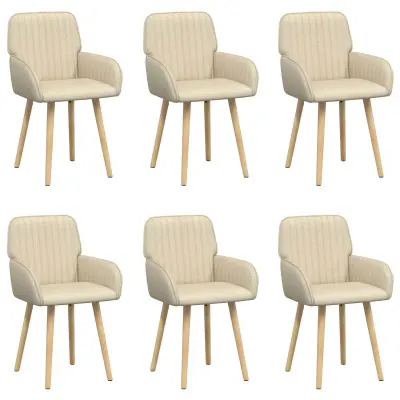 vidaXL Jedilni stoli 6 pcs Blago Krem 56,5 x 50 x 87,5 cm