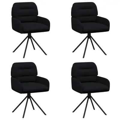 vidaXL Vrtilne jedilne stole 4 pcs Umetno usnje Črna 59 x 59,5 x 90 cm