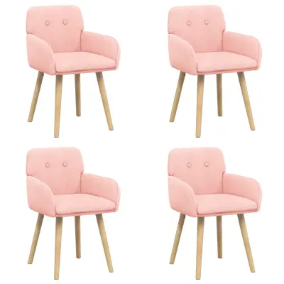 vidaXL Jedilni stoli 4 pcs Bouclé Roza 59 x 57 x 85 cm