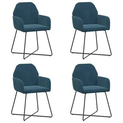 vidaXL Jedilni stoli 4 pcs Žamet Modra 55 x 50 x 84 cm