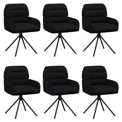 vidaXL Vrtilne jedilne stole 6 pcs Umetno usnje Črna 59 x 59,5 x 90 cm