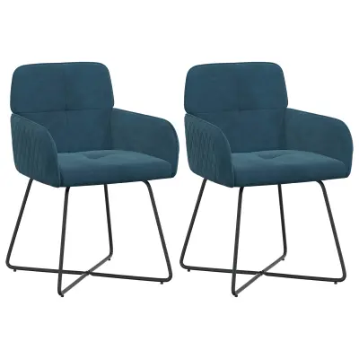 vidaXL Jedilni stoli 2 pcs Žamet Modra 59 x 56,5 x 86 cm