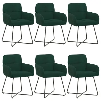 vidaXL Jedilni stoli 6 pcs Žamet Temno zelena 59 x 56,5 x 86 cm