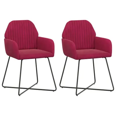 vidaXL Jedilni stoli 2 pcs Žamet Vinorodna rdeča 55 x 50 x 84 cm