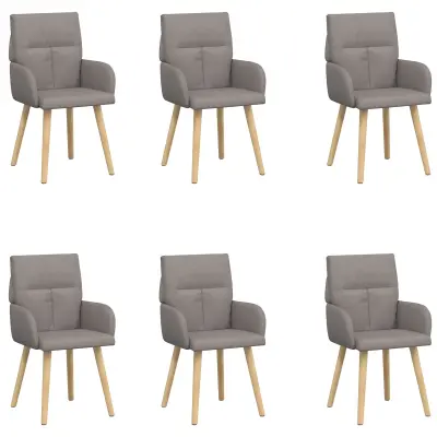 vidaXL Jedilni stoli 6 pcs Blago Taupe 60 x 56 x 96 cm