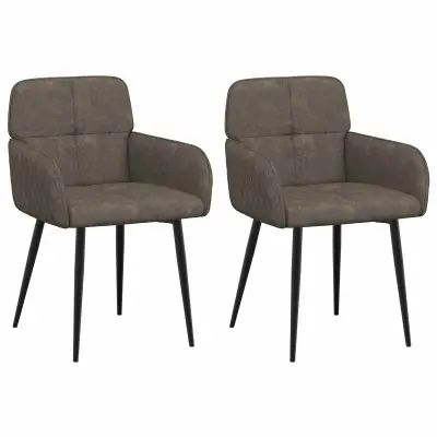 vidaXL Jedilni stoli 2 pcs Umetno nubuk usnje Temno siva