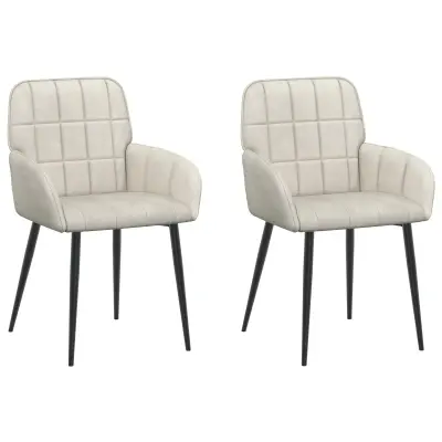 vidaXL Jedilni stoli 2 pcs Žamet Krem 57 x 50 x 85 cm
