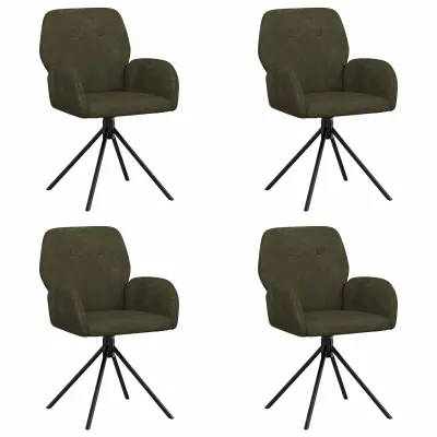 vidaXL Vrtilne jedilne stole 4 pcs Umetno nubuk usnje Vojaška zelena