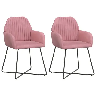 vidaXL Jedilni stoli 2 pcs Žamet Roza 55 x 50 x 84 cm