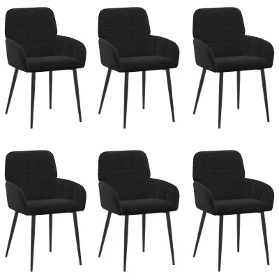 vidaXL Jedilni stoli 6 pcs Žamet Črna 57 x 50 x 85 cm