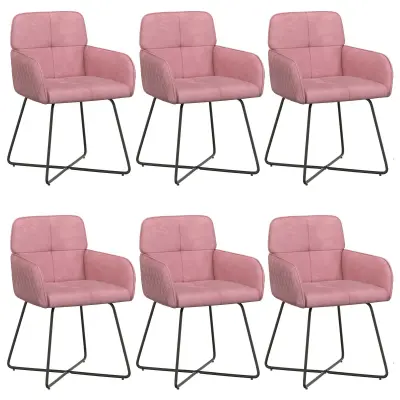 vidaXL Jedilni stoli 6 pcs Žamet Roza 59 x 56,5 x 86 cm