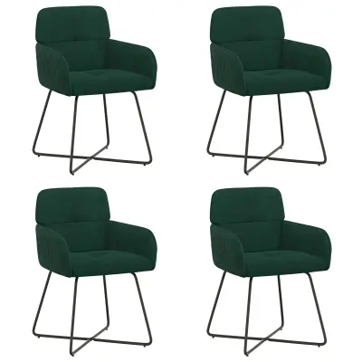 vidaXL Jedilni stoli 4 pcs Žamet Temno zelena 59 x 56,5 x 86 cm
