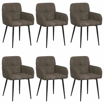 vidaXL Jedilni stoli 6 pcs Umetno nubuk usnje Temno siva