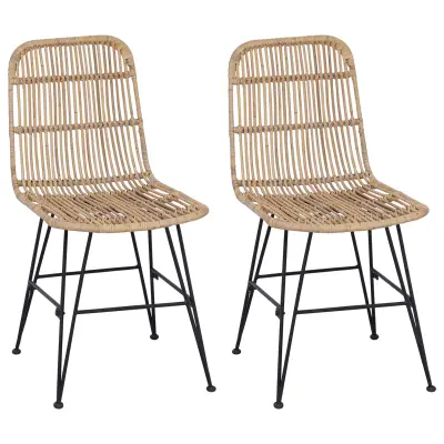 vidaXL Jedilna stolica 2 pcs Naravna 41 x 55 x 85 cm Rattan in jeklo