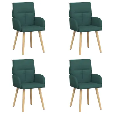 vidaXL Jedilni stoli 4 pcs Blago Temno zelena 60 x 56 x 96 cm