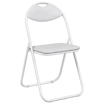 vidaXL Zložljiva stolica 8 pcs Bela 48 x 43,5 x 81 cm Umjetno usnje