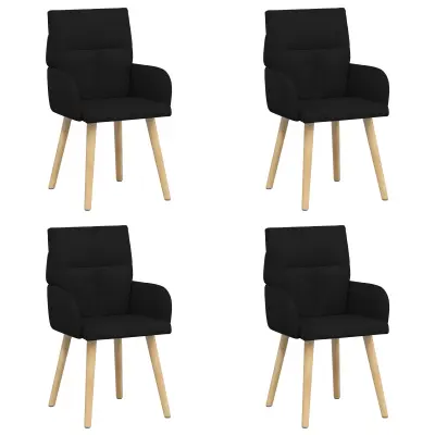 vidaXL Jedilni stoli 4 pcs Blago Črna 60 x 56 x 96 cm