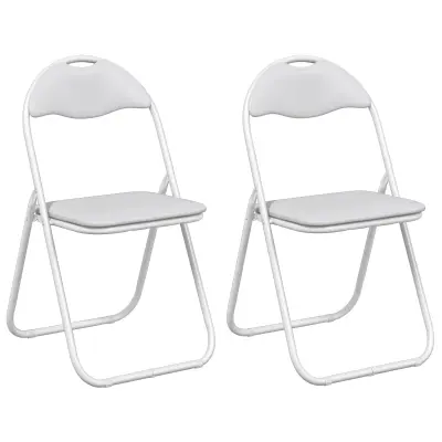 vidaXL Zložljiva stolica 2 pcs Bela in siva 48 x 43,5 x 81 cm
