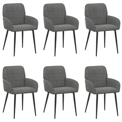 vidaXL Jedilni stoli 6 pcs Žamet Temno siva 57 x 50 x 85 cm