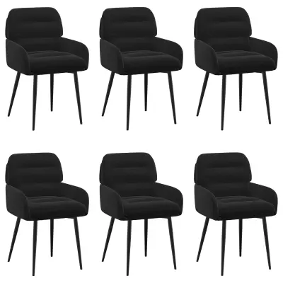 vidaXL Jedilni stoli 6 pcs Žamet Črna 59 x 59,5 x 90 cm