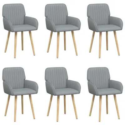 vidaXL Jedilni stoli 6 pcs Blago Svetlo siva 56,5 x 50 x 87,5 cm