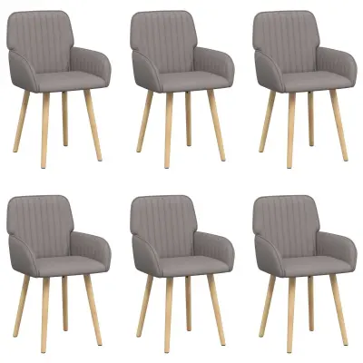 vidaXL Jedilni stoli 6 pcs Blago Taupe 56,5 x 50 x 87,5 cm