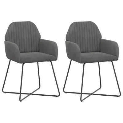vidaXL Jedilni stoli 2 pcs Žamet Temno siva 55 x 50 x 84 cm