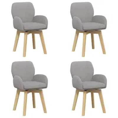 vidaXL Vrtilne jedilne stole 4 pcs Bouclé Svetlo siva 54 x 58 x 87 cm