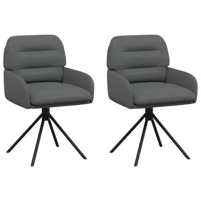 vidaXL Vrtilne jedilne stole 2 pcs Umetno usnje Siva 59 x 59,5 x 90 cm