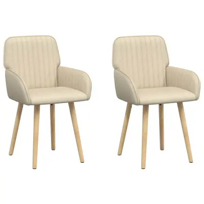 vidaXL Jedilni stoli 2 pcs Blago Krem 56,5 x 50 x 87,5 cm