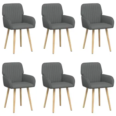 vidaXL Jedilni stoli 6 pcs Blago Temno siva 56,5 x 50 x 87,5 cm