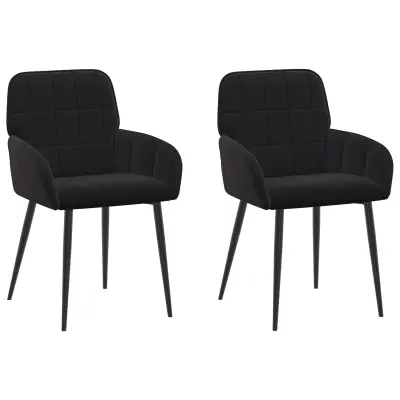 vidaXL Jedilni stoli 2 pcs Žamet Črna 57 x 50 x 85 cm