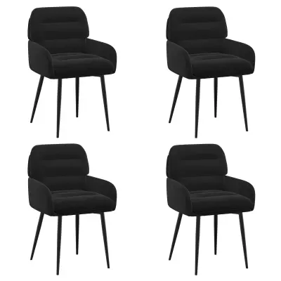 vidaXL Jedilni stoli 4 pcs Žamet Črna 59 x 59,5 x 90 cm