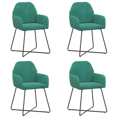 vidaXL Jedilni stoli 4 pcs Žamet Turkizna 55 x 50 x 84 cm