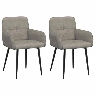 vidaXL Jedilni stoli 2 pcs Umetno nubuk usnje Svetlo siva