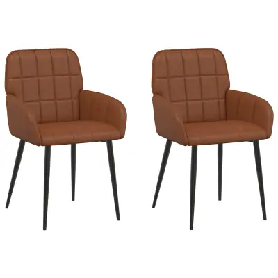 vidaXL Jedilni stoli 2 pcs Umetno usnje Rjava 57 x 50 x 85 cm