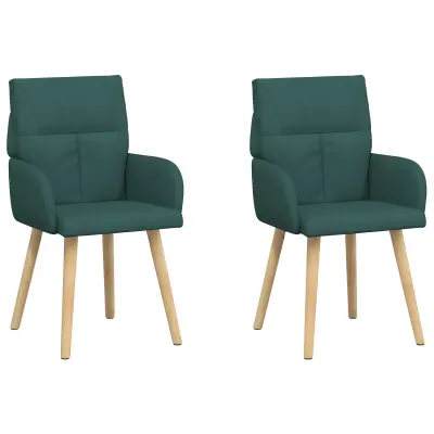 vidaXL Jedilni stoli 2 pcs Blago Temno zelena 60 x 56 x 96 cm