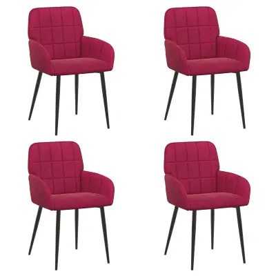 vidaXL Jedilni stoli 4 pcs Žamet Vinorodna rdeča 57 x 50 x 85 cm