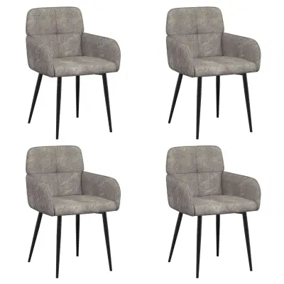 vidaXL Jedilni stoli 4 pcs Umetno nubuk usnje Svetlo siva