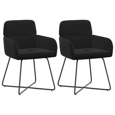 vidaXL Jedilni stoli 2 pcs Žamet Črna 59 x 56,5 x 86 cm