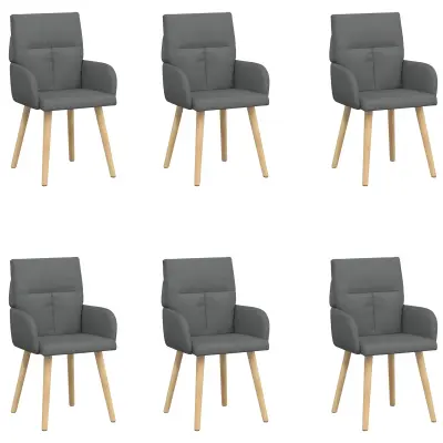vidaXL Jedilni stoli 6 pcs Blago Temno siva 60 x 56 x 96 cm