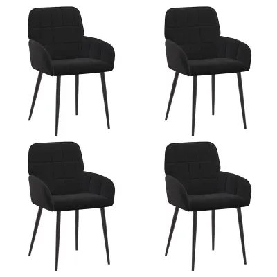 vidaXL Jedilni stoli 4 pcs Žamet Črna 57 x 50 x 85 cm
