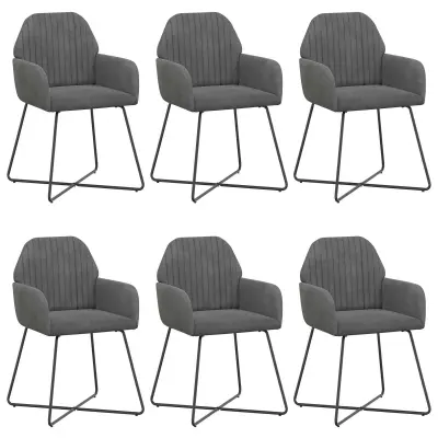 vidaXL Jedilni stoli 6 pcs Žamet Temno siva 55 x 50 x 84 cm
