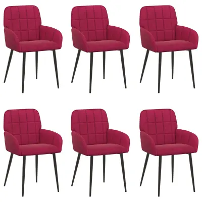 vidaXL Jedilni stoli 6 pcs Žamet Vinorodna rdeča 57 x 50 x 85 cm